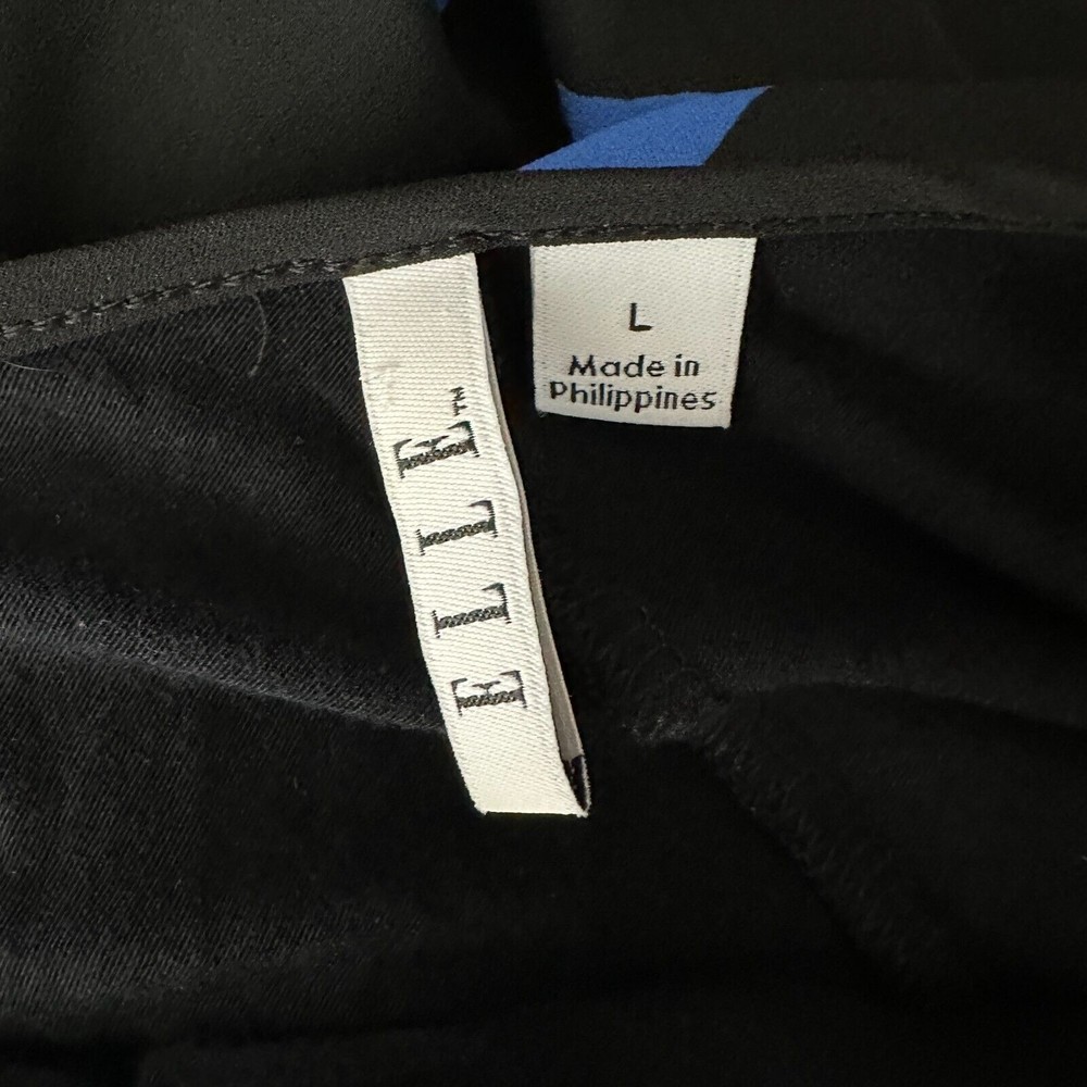 Elle Womens 2 PC Blouse Skirt Set Size L Black Blue Floral Print - Picture 9 of 10